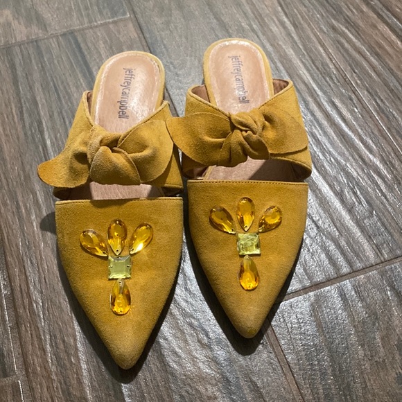 Jeffrey Campbell pointy yellow embellished flats slip on - Picture 1 of 8